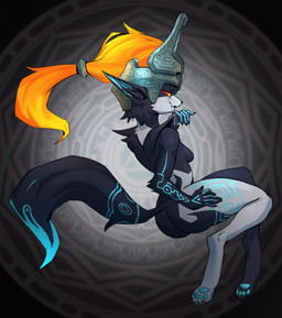 accessory alternate_species anthro arm_markings armor black_body black_skin blue_markings blue_pawpads breasts butt clothing cute_fangs digitigrade ear_markings fangs featureless_breasts feet female female_anthro finger_markings floating fur fur_markings furrification fused_shadow grey_body grey_skin hair hair_accessory hair_tie headgear headwear helmet hindpaw leg_markings long_hair looking_aside looking_at_viewer markings mask multicolored_body multicolored_fur multicolored_skin one_fang orange_hair pawpads paws plantigrade plantigrade_pawpads pointy_ears pupils red_eyes red_pupils side_view small_breasts smile solo tail teeth thick_tail thick_thighs torso_markings tuft two_tone_body two_tone_fur two_tone_skin yellow_sclera phenelia nintendo the_legend_of_zelda twilight_princess midna wolf_midna canid canine canis imp mammal twili wolf absurd_res hi_res