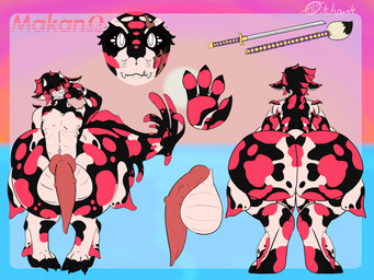 anthro big_butt big_penis butt genitals huge_butt huge_penis hyper hyper_butt hyper_genitalia hyper_penis male markings penis solo spots spotted_body standing sunset vvitchpunk makano_(vvitchpunk) amur_carp aquatic carp cyprinid cypriniform fish hybrid koi merseed_dragon typical_carp 4:3 model_sheet