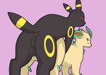 absurd_res anal anal_penetration anus backsack balls blush butt duo ears_back eeveelution feral feral_on_feral from_behind_position generation_2_pokemon generation_4_pokemon genitals hi_res leafeon looking_back male male/male nintendo onesaucydragon penetration pivoted_ears pokemon pokemon_(species) quadruped rear_view sex submissive submissive_male tail umbreon
