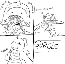 1_horn 3_fingers 4_fingers ambiguous_gender ambiguous_pred anthro anthro_pred belly biped black_border bodily_fluids bodily_noises body_in_mouth body_outline border bubble claws dialogue different_sound_effects digestion digestion_noises dripping drooling duo ellipsis emphatic_sound_effects eyewear eyewear_on_head face_imprint fangs fatal_vore feet_first feral feral_prey finger_claws fingers forced foreshortening front_view fully_inside fur gaping_mouth goggles goggles_on_head grin gulp_(sound_effect) gurgle_(sound_effect) hand_on_belly hand_on_throat holding_belly horn imminent_death imprint in_mouth larger_ambiguous larger_anthro larger_pred licking licking_lips licking_own_lips looking_at_viewer low-angle_view male male_prey membrane_(anatomy) membranous_wings motion_lines mouth_shot multiple_angles neck_bulge nude one_eye_closed onomatopoeia open_mouth oral_vore partially_inside rumbling_stomach saliva saliva_drip saliva_on_tongue scales self_lick semi-anthro sharp_teeth size_difference smaller_feral smaller_male smile soft_vore sound_effects swallowing swallowing_sound_effect teeth text three_frame_sequence tongue tongue_out ventral_scales vore vowelless vowelless_vocalization wings worm's-eye_view sparky_the_chu mythology nintendo pokemon fan_character sparky_the_chu_(character) dragon dragonite generation_1_pokemon mammal mythological_creature mythological_scalie pikachu pokemon_(species) reptile rodent scalie 2009 black_and_white comic digital_media_(artwork) english_text hi_res monochrome sequence sketch