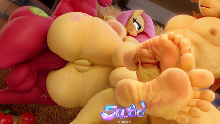 anal anal_penetration anthro apple barrel big_breasts big_butt blue_eyes blush breasts brown_hair butt clenched_teeth curvy_figure feet female food foot_fetish foot_focus foot_play footjob fruit genitals group group_sex hair hay hay_bale humanoid_feet humanoid_genitalia humanoid_penis lying male male/female mmf_threesome nude on_side penetration penile penile_penetration penis penis_in_ass pink_hair plant plantigrade sex teeth thick_thighs threesome trio voluptuous vulva wide_hips wings wrinkled_feet wrinkles yellow_body conditional_dnp snuddy friendship_is_magic hasbro my_little_pony mythology big_macintosh_(mlp) braeburn_(mlp) fluttershy_(mlp) earth_pony equid equine horse mammal mythological_creature mythological_equine pegasus pony 3d_(artwork) blender_(artwork) digital_media_(artwork) hi_res
