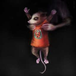 5_fingers 5_toes ambiguous_anthro ambiguous_gender ambiguous_human anthro anthro_focus biped black_background bottomless brown_body brown_fur brown_markings clothed clothing countershade_face countershade_fur countershading duo eye_markings feet fingers fur gloves_(marking) holding_another larger_ambiguous larger_human leg_markings markings naturally_censored orange_clothing orange_shirt orange_t-shirt orange_topwear pink_feet pink_hands pink_nose pink_tail raised_arms semi-anthro shirt shirt_only simple_background size_difference smaller_ambiguous smaller_anthro socks_(marking) solo_focus t-shirt t-shirt_only tail tan_body tan_countershading toes topwear topwear_only louceph vocaloid hatsune_miku american_opossum human mammal marsupial 1:1 2019 colored digital_media_(artwork) digital_painting_(artwork) hi_res painting_(artwork)