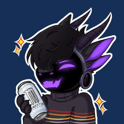 anthro black_body black_fur clothed clothing fur machine male solo justvavx monster_energy ace-ism protogen 1:1 alpha_channel hi_res icon