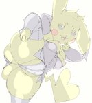 anthro belly big_butt bunny_costume butt butt_focus clothing costume female genitals gesture hand_gesture plump_labia pose pussy simple_background slightly_chubby smug solo thick_thighs v_sign wide_hips nelsi nintendo pokemon generation_1_pokemon mammal murid murine pikachu pokemon_(species) rodent hi_res