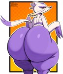 2024 absurd_res ambiguous_gender anthro big_butt butt digital_media_(artwork) generation_5_pokemon glistening_eyelids half-closed_eyes hi_res huge_butt huge_hips huge_thighs hyper hyper_butt inuzu looking_back mienshao multicolored_body narrowed_eyes nintendo nude pokemon pokemon_(species) red_eyes solo thick_thighs two_tone_body whiskers wide_hips