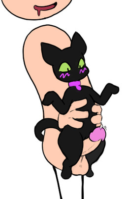 balls bestiality black_body black_fur blissful_mouth blush blush_lines bodily_fluids circumcised collar cum_drop digitigrade disembodied_hand disembodied_head duo ears_up female female_feral female_on_human feral fur genital_fluids genitals green_eyes held_by_waist held_up human_on_feral humanoid_genitalia humanoid_penis interspecies male male/female male_human mouthless noseless open_mouth outline penis precum purple_collar quadruped sex simple_background tail thigh_sex vulva white_background 4chan_anon unknown_artist extra_credits extra_history zoey_(extra_credits) domestic_cat felid feline felis human mammal 2026 colored colored_line_art digital_drawing_(artwork) digital_media_(artwork) low_res