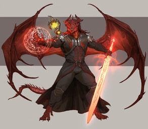 anthro clothed clothed_anthro clothing digitigrade fully_clothed fully_clothed_anthro horn magic magic_circle magic_user male melee_weapon red_body red_scales robe scales sharp_teeth smile smiling_at_viewer solo spiked_tail spikes spikes_(anatomy) staff sword tail teeth weapon wings yellow_eyes pacelic baldur's_gate baldur's_gate_3 dark_souls dungeons_and_dragons fromsoftware hasbro larian_studios wizards_of_the_coast sethyyrlok dragonborn_(dnd) scalie hi_res