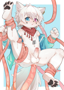 4_fingers 4_toes anal anal_orgasm anal_penetration anthro anthro_penetrated anus areola arms_bent balls bangs bent_leg biped black_nose black_pawpads blue_background blue_clothing blue_coat blue_eyes blue_topwear bodily_fluids border bottomless bottomless_anthro bottomless_male cheek_markings claws clothed clothed_anthro clothed_male clothing coat cum cum_while_penetrated cumshot cute_fangs dog_tag_necklace dog_tags dripping ear_piercing ear_ring ejaculation erect_nipples erection extended_leg eyebrow_through_hair eyebrows facial_markings fangs feet finger_claws fingers foreskin front_view fur genital_fluids genitals glans grey_inner_ear grey_inner_ear_fluff grey_markings grey_tuft hair hair_between_eyes hands-free head_markings heterochromia hindpaw humanoid_genitalia humanoid_heel humanoid_penis inner_ear_fluff iris jewelry kemono kerchief leaking_cum looking_at_viewer male male_anthro male_penetrated markings mostly_nude mostly_nude_anthro mostly_nude_male navel neckerchief necklace neckwear nipples off_shoulder one_fang open_clothing open_coat open_mouth open_topwear orgasm outside_border pawpads paws penetration penis penis_tentacles piercing pink_anus pink_areola pink_eyes pink_glans pink_nipples pink_tentacles plantigrade plantigrade_pawpads pupils questionable_consent red_kerchief red_neckerchief restrained restrained_by_tentacles restrained_legs retracted_foreskin ring_piercing sex shota simple_background slim slim_anthro slim_male slime solo spread_legs spreading straight_leg sweat sweatdrop tears teeth tentacle_around_leg tentacle_in_ass tentacle_penetration tentacle_sex tentacles tentacles_around_legs tentacles_on_anthro tentacles_on_male toe_claws toes topwear translucent translucent_hair tuft white_body white_border white_claws white_eyebrows white_fur white_hair white_sclera young young_anthro young_male young_penetrated kazukiiii462 canid canine canis domestic_dog mammal absurd_res full-length_portrait hi_res portrait shaded