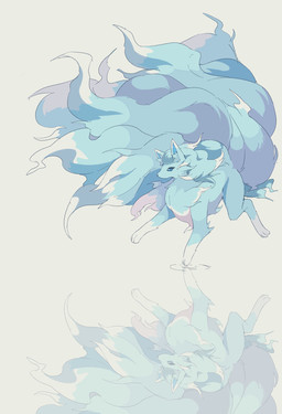 9_tails ambiguous_feral ambiguous_gender big_tail blue_body blue_ears blue_eyes blue_fur blue_inner_ear blue_inner_ear_fluff blue_tail cheek_tuft dipstick_ears dipstick_tail ear_markings facial_tuft feral fluffy fluffy_chest fluffy_tail fur head_tuft huge_tail inner_ear_fluff kemono leg_markings markings multi_tail multicolored_body multicolored_ears multicolored_fur multicolored_tail quadruped reflection simple_background socks_(marking) solo standing tail tail_markings tuft two_tone_body two_tone_ears two_tone_fur two_tone_tail white_background white_body white_ear_tips white_ears white_fur white_tail white_tail_tip h_rin0u0 nintendo pokemon alolan_form alolan_ninetales canid canine generation_7_pokemon mammal pokemon_(species) regional_form_(pokemon) 2025 colored digital_media_(artwork) full-length_portrait hi_res portrait shaded