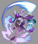 action_pose anthro biped clothed clothing fingers holding_melee_weapon holding_object holding_sword holding_weapon melee_weapon pose purple_eyes solo sword tail weapon haychel nintendo pokemon eeveelution generation_4_pokemon glaceon pokemon_(species) 2023 absurd_res hi_res