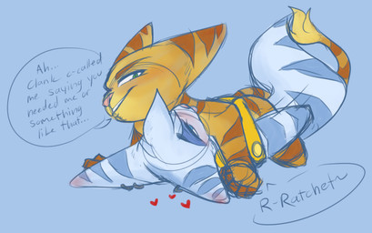 anthro blush cuddling duo entwined_tails female heart_symbol implied_orgasm looking_pleasured love lying male male/female on_back prosthetic prosthetic_arm prosthetic_limb romantic romantic_couple speech_bubble tail tail_coil tongue tongue_out spiritedlynx ratchet_and_clank sony_corporation sony_interactive_entertainment ratchet_(ratchet_and_clank) rivet_(ratchet_and_clank) lombax mammal