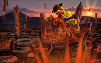 armor clothing cloud cowboy_hat cutie_mark detailed_background female feral hat headgear headwear hill rock sky solo sunset tail tsitra360 friendship_is_magic hasbro my_little_pony applejack_(mlp) earth_pony equid equine horse mammal pony 16:10 hi_res wallpaper widescreen