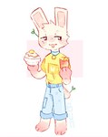 anthro black_eyes collar_tag fur male slim_anthro slim_male solo white_body white_fur bunonthemoon lagomorph leporid mammal rabbit 2023