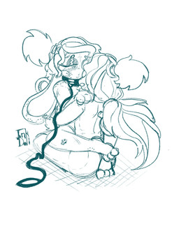 anthro big_ears bite_mark bruised doll duo female hair ink kiss_mark leash paws ponytail romantic romantic_couple stitch_(sewing) straddling inkdoll animate_inanimate lagomorph leporid living_doll mammal rabbit 3:4 hi_res sketch