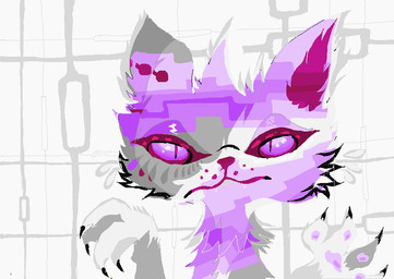 abstract_background ambiguous_gender anthro fur grey_body grey_fur multicolored_body multicolored_fur purple_body purple_eyes purple_fur solo teeth white_body white_fur naircat domestic_cat felid feline felis mammal 2017 bust_portrait digital_drawing_(artwork) digital_media_(artwork) microsoft_paint_(artwork) portrait