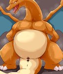 animal_genitalia anthro anus bodily_fluids censor_bar genital_slit genitals ineffective_censorship kemono male orange_body overweight overweight_anthro overweight_male penis solo sweat avoid_posting wanisuke nintendo pokemon charizard generation_1_pokemon pokemon_(species) 2021 censored hi_res