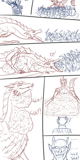 abdominal_bulge belly big_belly deep_swallow derp_eyes derpy digestion_implied feral feral_pred heart_symbol human_prey implied_fatal implied_snuff imprint larger_pred leaning leaning_forward lying male male_pred mass_vore muffled multiple_prey neck_bulge on_front oral_vore predator/prey prey_outline reaction_shot size_difference smile smirk soft_vore solo squirming surprised swallowing tight_belly tongue tongue_flick vore vore_sequence wings conditional_dnp samagthrav2 european_mythology game_of_thrones mythology drogon night_king_(got) dragon human mammal mythological_creature mythological_scalie scalie undead western_dragon white_walker wight wyvern zombie absurd_res comic hi_res sketch