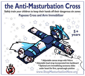 anthro anti-masturbation_cross arms_tied bdsm blue_body blue_fur blush bondage bound christian_cross christian_symbol cross dipstick_tail fur lying male markings muffled muzzle_(object) muzzled pawpads paws religion religious_symbol sex_toy simple_background solo tail tail_markings text vibrator wand_vibrator white_body white_fur yellow_eyes tomofox christianity tomofox_(character) canid canine fox mammal digital_media_(artwork) english_text hi_res meme