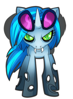 eyewear fangs female feral green_eyes hair horn multicolored_hair quadruped simple_background solo sunglasses tail teeth two_tone_hair white_background sajira friendship_is_magic hasbro my_little_pony mythology vinyl_scratch_(mlp) arthropod changeling_(mlp) equid equine mammal mythological_creature mythological_equine unicorn source_request unavailable_at_source