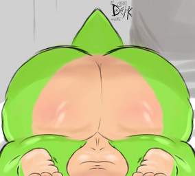 anthro balls bent_over big_balls big_butt bodily_fluids butt clothing costume feet genitals huge_butt male muscular muscular_male non-mammal_balls nude overweight rear_view simple_background solo sweat tail ugly-rat15508 brawl_stars supercell_(company) buzz_(brawl_stars) supercell dinosaur prehistoric_species reptile scalie digital_media_(artwork) hi_res
