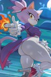 anthro breasts butt clothing elemental_manipulation female fire fire_manipulation footwear gloves handwear high_heels medium_breasts shoes solo tail wide_hips yellow_eyes infinityratio sega sonic_the_hedgehog_(series) blaze_the_cat domestic_cat felid feline felis mammal hi_res