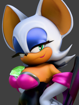 anthro big_breasts bodysuit breasts chaos_emerald cleavage clothed clothing female gem green_eyes hair looking_at_viewer skinsuit smile solo tight_clothing white_hair wings hunicrio sega sonic_the_hedgehog_(series) rouge_the_bat bat mammal 3d_(artwork) digital_media_(artwork)