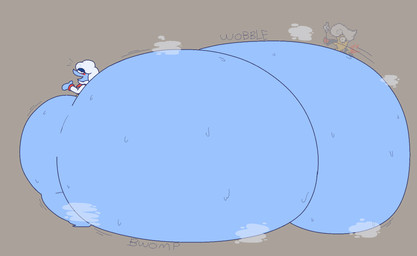 big_butt black_eyes blue_body blue_clothing blue_shirt blue_skin blue_topwear blush bodily_fluids butt clothing cloud cloud_hair duo eyelashes female grey_background hair huge_butt huge_thighs hyper hyper_butt hyper_thighs looking_at_viewer looking_back looking_back_at_viewer male motion_lines musk not_furry open_mouth open_smile rear_view shirt simple_background smile smiling_at_viewer sweat sweaty_butt thick_thighs topwear white_clothing white_hair white_shirt white_topwear yellow_body yellow_skin cooluthink deltarune undertale_(series) elnina_(deltarune) lanino_(deltarune) air_creature darkner elemental_creature humanoid living_cloud living_moon 2026 colored digital_media_(artwork) flat_colors hi_res