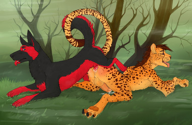 anal anal_knotting anal_penetration animal_genitalia animal_penis anthro anthro_on_feral anthro_penetrated anus ass_to_ass balls bestiality bodily_fluids canine_genitalia canine_penis claws cum duo erection feral feral_penetrating feral_penetrating_anthro feral_penetrating_male genital_fluids genitals grass humanoid_genitalia humanoid_penis interspecies knot knot_root knotted_penis knotting male male/male male_on_feral male_penetrated male_penetrating male_penetrating_male open_mouth outside pawpads penetration penile penile_penetration penis plant reverse_doggystyle sex tongue tongue_out tree neverneverland shiaz canid canine canis cheetah domestic_dog felid feline mammal