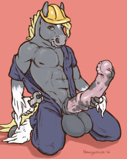 5_fingers abs animal_genitalia animal_penis anthro armor balls big_balls big_penis biped blonde_hair clothed clothing deep_navel equine_genitalia equine_penis erection fingers front_view fur genitals gloves_(marking) grey_body grey_fur hair hand_on_penis headgear helmet huge_penis kneeling looking_at_viewer male markings medial_ring mottled mottled_genitalia mottled_penis muscular muscular_anthro muscular_male navel partially_clothed pecs penis presenting presenting_penis simple_background solo text tools unprofessional_behavior white_body white_fur worker wrench chewycuticle equid equine horse mammal 2016 4:5 absurd_res digital_media_(artwork) hi_res