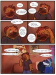 anthro bedroom clothing dialogue hoodie male male/male poster profanity text topwear malle_yeno linux mother_mother villam_(randsom) hyena mammal procyonid raccoon absurd_res comic digital_drawing_(artwork) digital_media_(artwork) english_text hi_res