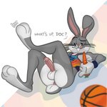 3_toes 4_fingers anthro anus backsack ball balls basketball basketball_(ball) basketball_clothing basketball_jersey basketball_uniform bedroom_eyes big_feet bodily_fluids butt carrot clothed clothing cum cum_on_penis cum_string dripping erection eyebrows feet fingers food fur genital_fluids genitals glistening glistening_eyes grey_body grey_fur half-closed_eyes half_naked holding_object humanoid_genitalia humanoid_penis long_ears looking_at_viewer lying male mostly_nude multicolored_body multicolored_fur multicolored_tail narrowed_eyes on_back paws penis pink_nose pink_penis plant pose precum precum_drip precum_on_penis precum_string presenting presenting_anus presenting_balls presenting_penis scut_tail seductive shadow short_tail showing_teeth simple_background solo sportswear tail tail_anus teeth toes tongue tongue_out topwear two_tone_body two_tone_fur two_tone_tail uniform vegetable vein veiny_penis white_balls white_body white_fur white_tail wristband sweet.lemons looney_tunes warner_brothers bugs_bunny lagomorph leporid mammal rabbit 1:1 2021 signature