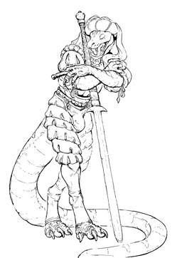 anthro biped claws clothed clothing codpiece eyes_closed fangs fully_clothed hat headgear headwear historical_clothing landsknecht long_tail male open_mouth realistic simple_background solo standing tail teeth white_background zweihander hotchkisstank reptile scalie snake 2024 detailed digital_drawing_(artwork) digital_media_(artwork) hi_res monochrome
