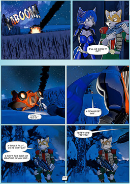 dialogue duo female group male shipwreck text walking ovo.eggface nintendo ratchet_and_clank sony_corporation sony_interactive_entertainment star_fox fox_mccloud krystal_(star_fox) rivet_(ratchet_and_clank) slippy_toad canid canine humanoid lombax mammal absurd_res comic english_text hi_res huge_filesize