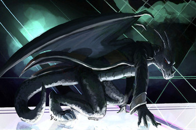 anthro biped black_body claws crouching dorsal_fin dorsal_frill ear_fins fin frill_(anatomy) grey_body horn male multicolored_body red_eyes spines starting_line wings aquaticas arcaea mythology negadrake dragon mythological_creature mythological_scalie scalie 2024