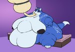 anthro bed belly big_belly big_butt black_nipples blue_body blue_fur blue_hair breasts butt calorie canid canine fat_arms female fox fur furniture hair huge_belly huge_butt huge_thighs hyper hyper_belly hyper_butt hyper_thighs krystal_(star_fox) looking_at_viewer mammal morbidly_obese morbidly_obese_female nintendo nipples nude obese obese_female overweight overweight_female sitting solo star_fox thick_thighs tube white_body white_fur