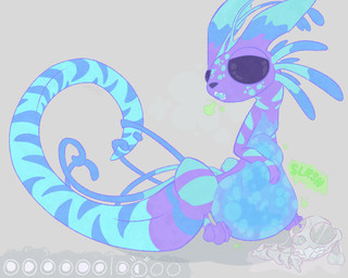 after_vore ambiguous_gender bone burp_cloud burping digestion fatal fatal_vore feral feral_pred food_pips_(rain_world) frill_(anatomy) gameplay_mechanics gui hunger_bar long_tail post_digestion skull tail tendrils thick_tail tongue vore soft_bugg rain_world videocult tarragon yoku_(gyrotech) aquatic fish hybrid lionfish perciform scorpaenoid slugcat 5:4 absurd_res hi_res