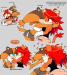 anthro bandeau bite bodily_fluids bottomwear clothing dialogue directional_arrow duo female female/female hair heart_symbol kissing navel sitting skirt speech_bubble sweat tail text tongue tongue_out toony topwear quavernsfw sega sonic_boom sonic_the_hedgehog_(series) fan_character luana_the_cat sticks_the_jungle_badger badger domestic_cat felid feline felis mammal mustelid musteline 2025 artist_name english_text hi_res