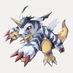 ambiguous_gender claws fangs fur fur_coat horn pose red_claws red_eyes solo teeth 12takase14 bandai_namco digimon digimon_(species) gabumon reptile scalie 1:1 hi_res