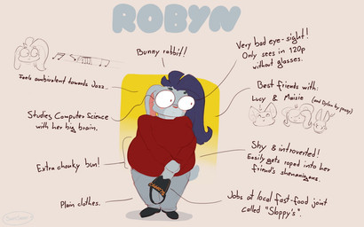 anthro big_breasts blush blush_stickers bottomwear breasts clothing countershade_face countershading diagram eyewear female footwear fur glasses grey_body grey_countershading grey_fur hair male musical_note musical_symbol pants pink_inner_ear pink_nose purple_hair scut_tail shoes short_tail slightly_chubby solo sweater symbol tail text topwear sniffsnorf lucy_(sniffsnorf) maisie_(sniffsnorf) robyn_(sniffsnorf) asinus canid canine donkey equid equine fox lagomorph leporid mammal mouse murid murine rabbit rodent 16:10 2026 artist_name colored_sketch english_text sketch widescreen
