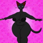 anthro big_breasts black_nipples blue_sclera breasts female genitals huge_breasts katana melee_weapon navel nipples nude pink_background pink_nose pussy red_inner_ear simple_background solo sword tail weapon whiskers mechaclank fortnite_concept_skin domestic_cat felid feline felis mammal hi_res