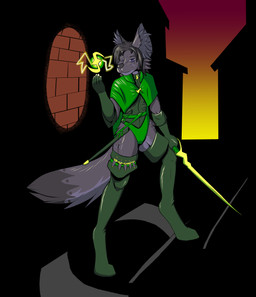 alley dark explore female magic melee_weapon night solo sword thief weapon remwithpen canid canine fennec_fox fox mammal true_fox absurd_res hi_res
