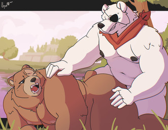 anal anal_penetration anthro belly black_nipples brown_body brown_fur detailed_background doggystyle duo eye_patch eye_scar eyewear facial_scar from_behind_position fur kerchief kerchief_only male male/male male_penetrated male_penetrating male_penetrating_male moobs mostly_nude navel neckerchief neckerchief_only neckwear nipples overweight overweight_bottom overweight_male penetration plant scar sex shoulder_grab tree white_body white_fur lloyd6675 epic_games fortnite mihoyo zenless_zone_zero ben_bigger polar_patroller bear mammal polar_bear thiren ursine 2025 hi_res