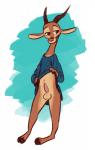 abstract_background anthro balls bottomless brown_eyes clothed clothing clothing_lift erection facial_markings genitals green_background half-closed_eyes head_markings horn male markings narrowed_eyes penis shirt shirt_lift simple_background solo topwear white_background fuel_(artist) chico_(fuel) antelope bovid gazelle mammal 2019 hi_res