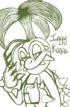 brush comb_(brush) eyewear gesture hairbrush hand_gesture holding_brush holding_comb holding_hairbrush holding_object male solo thumbs_up renee-moonveil mario_bros nintendo iggy_koopa koopaling koopa scalie 2014 green_and_white monochrome sketch