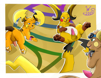 animal_genitalia animal_penis anthro anus balls butt erection fur genitals group hair looking_at_viewer looking_back male nude penis presenting presenting_hindquarters simple_background smile tail trio winter_sunshine nintendo pokemon pokemon_legends_z-a sparks_(wintersunshine) alolan_form alolan_raichu generation_7_pokemon generation_9_pokemon mega_evolution mega_raichu mega_raichu_x mega_raichu_y pokemon_(species) regional_form_(pokemon) 2025 absurd_res digital_media_(artwork) hi_res