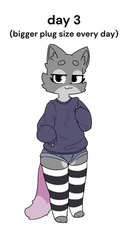 anthro aroused blush bodily_fluids bottomwear buttplug buttplug_tail clothing fake_tail femboy fox_tail fur grey_body grey_fur legwear male music pattern_clothing pattern_legwear plug_(sex_toy) prostate_stimulation saliva sex_toy shorts simple_background solo striped_clothing striped_legwear stripes sweater tail text thigh_highs topwear rawr_beef domestic_cat felid feline felis mammal 2025 9:16 animated background_music english_text hi_res long_playtime portrait sound video