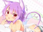 bed blush breasts butt cleavage clothed clothing fangs female furniture hair looking_at_viewer open_mouth purple_hair red_eyes short_hair solo teeth kisa_(k_isa) kantai_collection tama_(kancolle) animal_humanoid cat_humanoid domestic_cat felid felid_humanoid feline feline_humanoid felis humanoid mammal mammal_humanoid hi_res