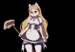 2023 angry animated anthro canid canine canis cleaning_tool clothed clothing digital_media_(artwork) dogscribss domestic_dog eyewear female fur glasses hair legwear long_hair looking_at_viewer maid_uniform mammal mop nen nendoggo pomeranian pouting short_playtime solo spitz thigh_highs uniform