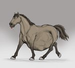 abdominal_bulge ambiguous_gender ambiguous_prey belly big_belly bodily_fluids brown_body brown_fur equid equine feral feral_pred fur guide_lines hi_res horse horse_pred looking_at_viewer mammal saliva simple_background thatgryphonguy tongue tongue_out unseen_prey vore