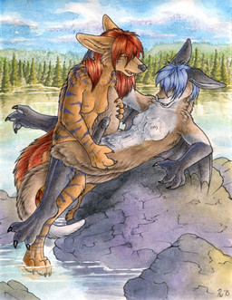 3_toes 4_fingers 4_toes ambiguous_penetration anthro anthro_on_anthro anthro_penetrated anthro_penetrating anthro_penetrating_anthro areola bangs belly biped black_body black_claws black_ears black_eyebrows black_fur black_glans black_nose black_penis black_wings blue_body blue_fur blue_hair blue_sky blue_stripes bodily_fluids breasts brown_body brown_breasts brown_ears brown_face brown_fur brown_nipples brown_tail claws cloud countershading cum cum_on_belly cum_on_body cum_on_breasts cum_on_chest cum_on_self cum_while_penetrated cumshot day detailed_background duo ejaculation erection eye_through_hair eyebrow_through_hair eyebrows eyes_closed feet fingers fur genital_fluids genitals glans gloves_(marking) gynomorph gynomorph/gynomorph gynomorph_penetrated gynomorph_penetrating gynomorph_penetrating_gynomorph gynomorph_penetrating_intersex hair hands-free humanoid_genitalia humanoid_penis intersex intersex/intersex intersex_penetrated intersex_penetrating intersex_penetrating_gynomorph intersex_penetrating_intersex lake leg_markings long_hair lying markings membrane_(anatomy) membranous_wings monotone_breasts monotone_face monotone_genitals monotone_hair monotone_penis monotone_wings multicolored_body multicolored_face multicolored_fur multicolored_tail nature navel nipples nude on_back open_mouth orange_body orange_fur orgasm outside penetration penile penile_penetration penis plant pond purple_markings red_hair red_tail sex short_hair sky small_breasts snout socks_(marking) spread_toes standing striped_body striped_fur striped_markings stripes table_lotus_position tail thin_eyebrows toes translucent translucent_hair tree two_tone_body two_tone_face two_tone_fur two_tone_tail water wet white_areola white_belly white_body white_breasts white_countershading white_face white_fur white_nipples white_tail wings ruaidri bat canid canine mammal 2010 character_request traditional_media_(artwork)
